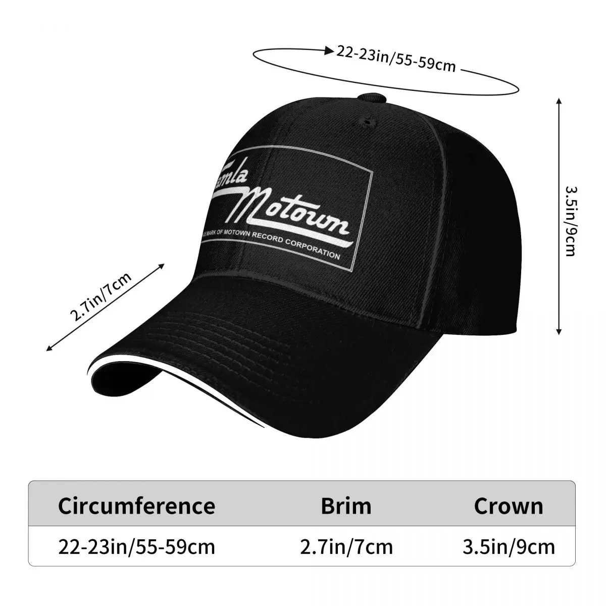 Tamla Motown Label Baseball Cap Funny hats Luxury Cap Custom Cap Mens Tennis Women's