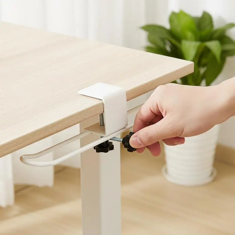 New Adjustable Desk Hook Rounded Corner Carbon Steel Backpack Holder Easy Install No-Drill Multipurpose Hook Office Supplies
