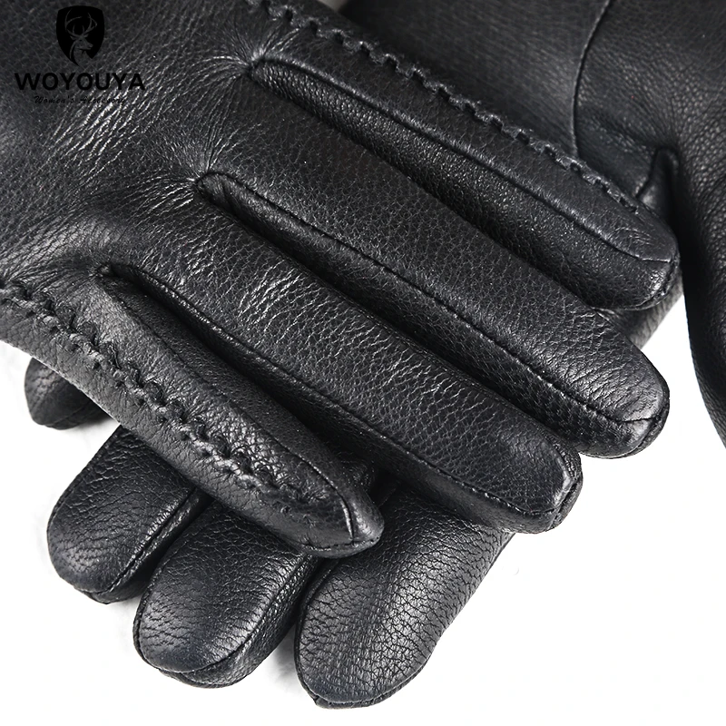Guantes sensibles al tacto de piel de oveja para mujer, protectores de mano de cuero para mantener el calor, para pantallas táctiles, color negro,