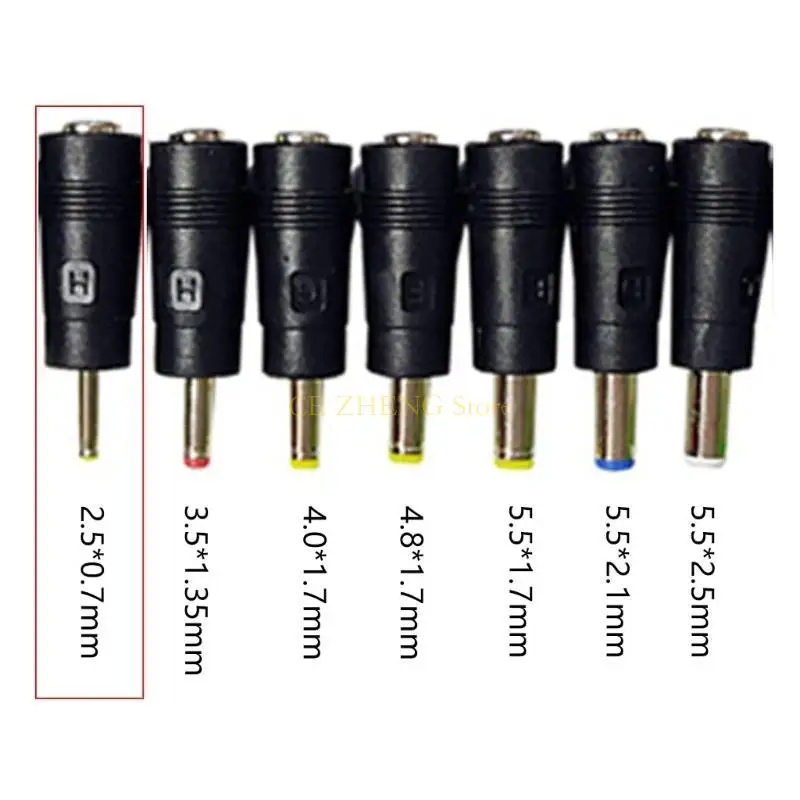 E56B 전력 어댑터 5.5x2.1mm 암으로 2.5x0.7/3.5x1.35/4.0x1.7/5.5x2.5/5.5x2.1/5.5x1.7/4.8x1.7mm 수컷 어댑터 플러그 변환기