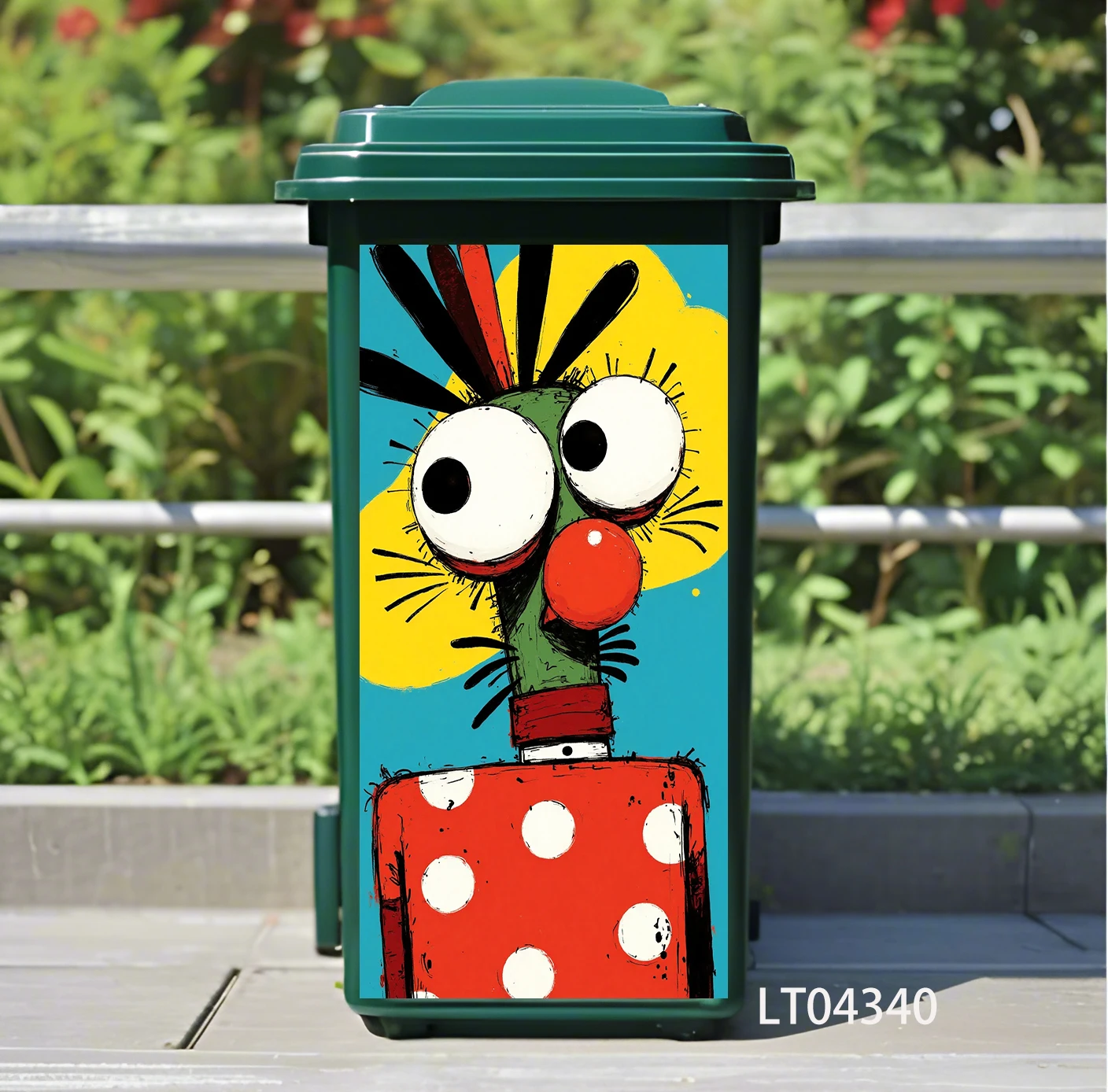 Pop Art Graffiti Giraffe Trash Can Sticker High Saturation Color Self-Adhesive Decal for Outdoor Wheelie Bin Cabinets Decor