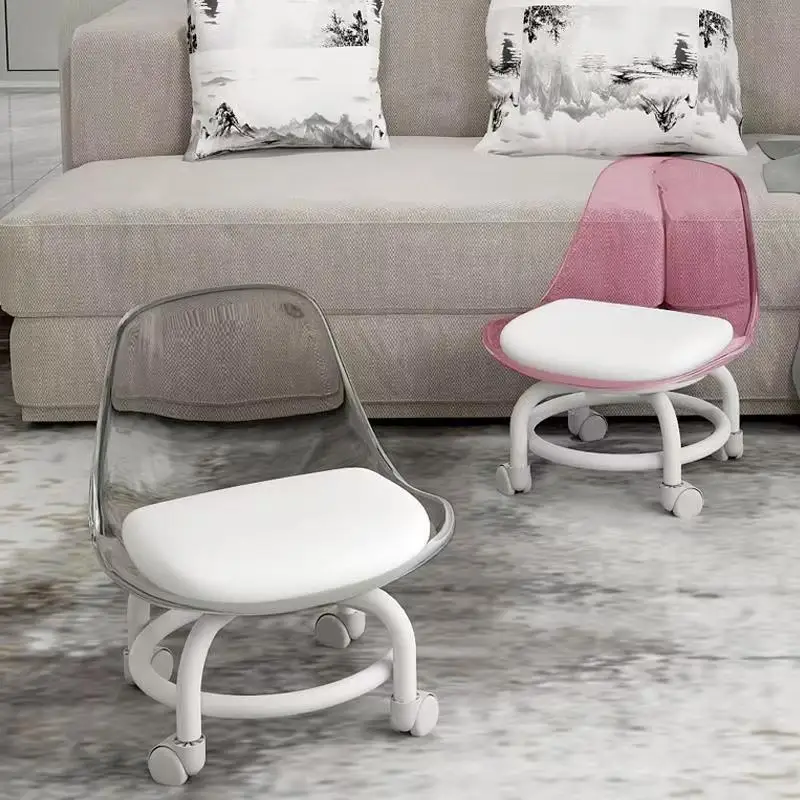 Acrylic swivel stool - silent, kid-friendly, rolling, household low stool