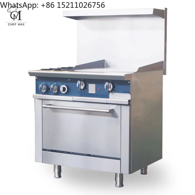 

Commercial 4 Burner Gas Stove Cooking Stove Traditional with Oven Freestanding Chefmax CN;GUA Electronic Ignition