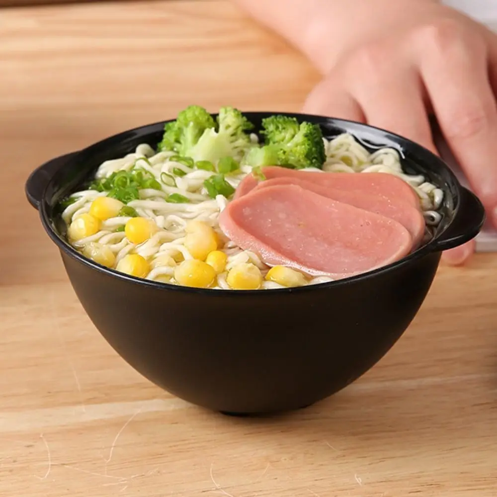 

Tableware With Lid Ramen Bowl Microwaveable Binaural Instant Noodle Bowl Japanese Style Plastic Soup Bowl Dormitory