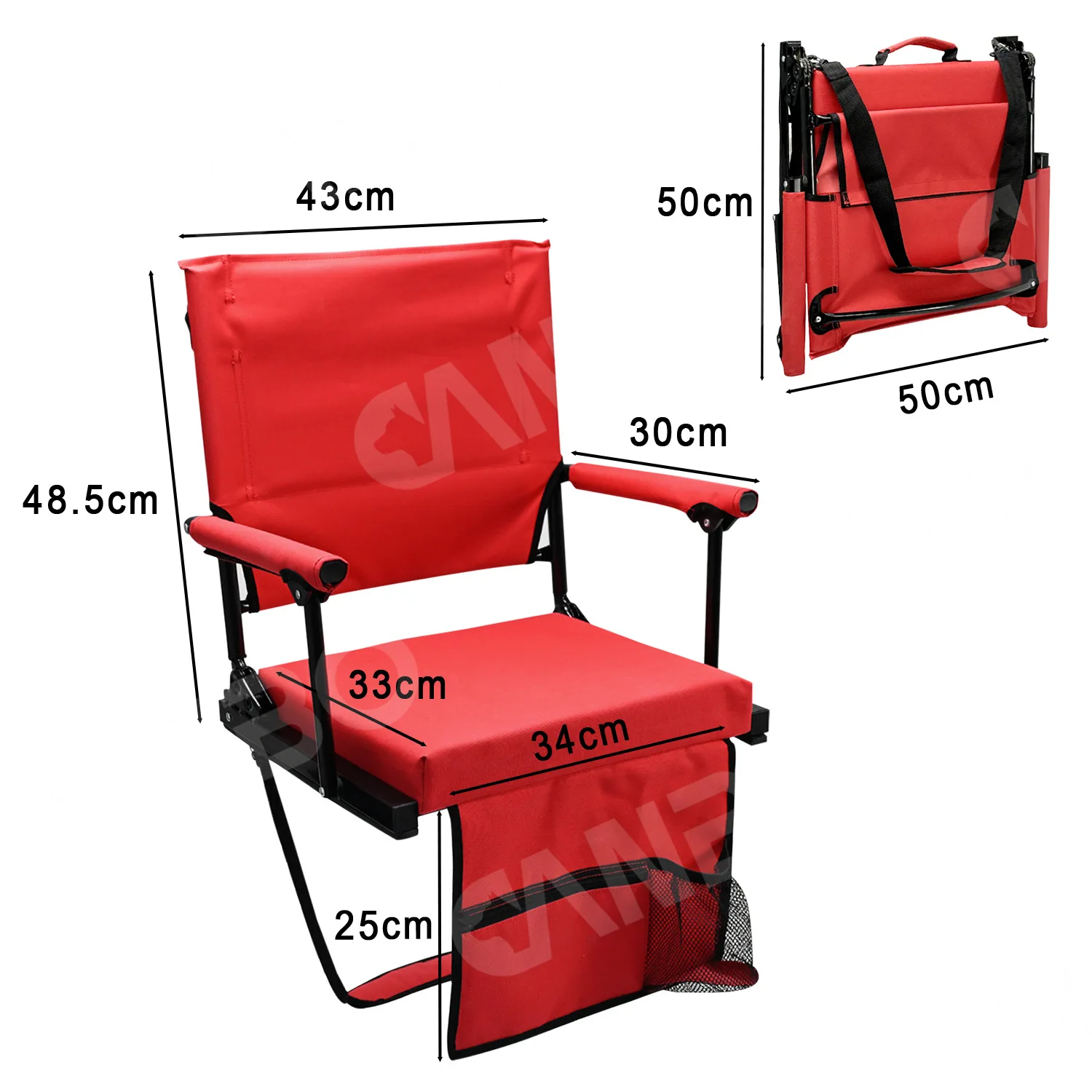 

Stadium Stand Chair Folding Back Chair with Armrests Portable Outdoor Camping Metal Chair