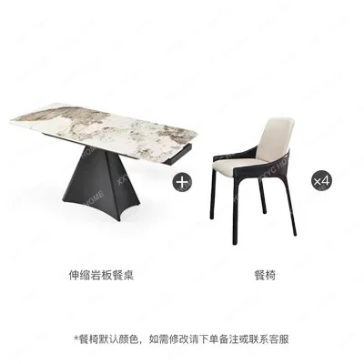 AA telescopic rock slab dining table and chair combination simple folding dining table modern light luxury high-end