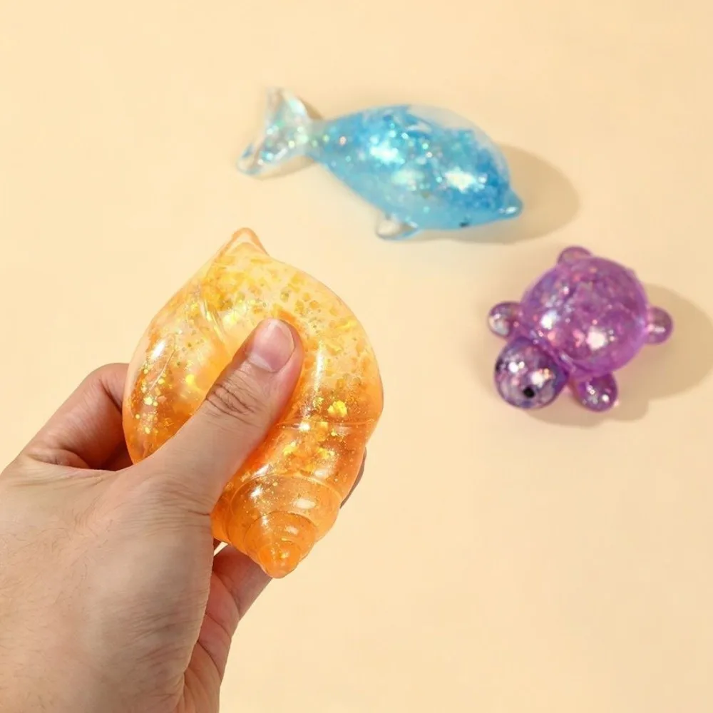 Super Soft Turtle Squeezable Toy Transparent Glitter Ocean Fidget Toy Squishy Ocean Blocks Slow Rising Whale Sensory Toy Office