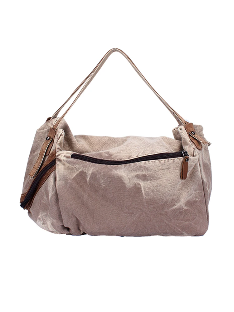 2023 New Vintage Travel Canvas Panel Leather Women's Bag Casual, Simple, Fashion, Large Capacity Commuter Shoulder Bag For Women