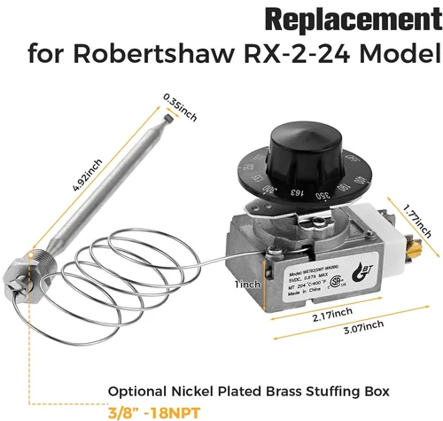 Imagen 2 del producto Termostato de seguridad con interruptor de límite alto, 1 unidad, con perilla de Control, reemplazo de Control de termostato Minivolt del modelo Robertshaw RX-2-24