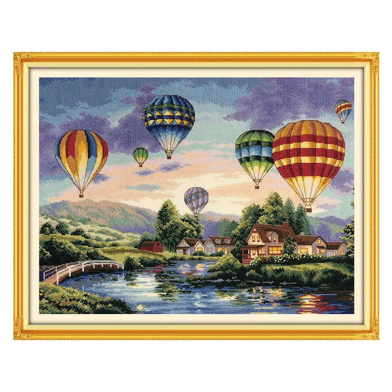 Palloncini colorati fai da te cucito a mano kit punto croce Set per ricamo decorazioni per la casa paesaggio schemi punto croce gratis