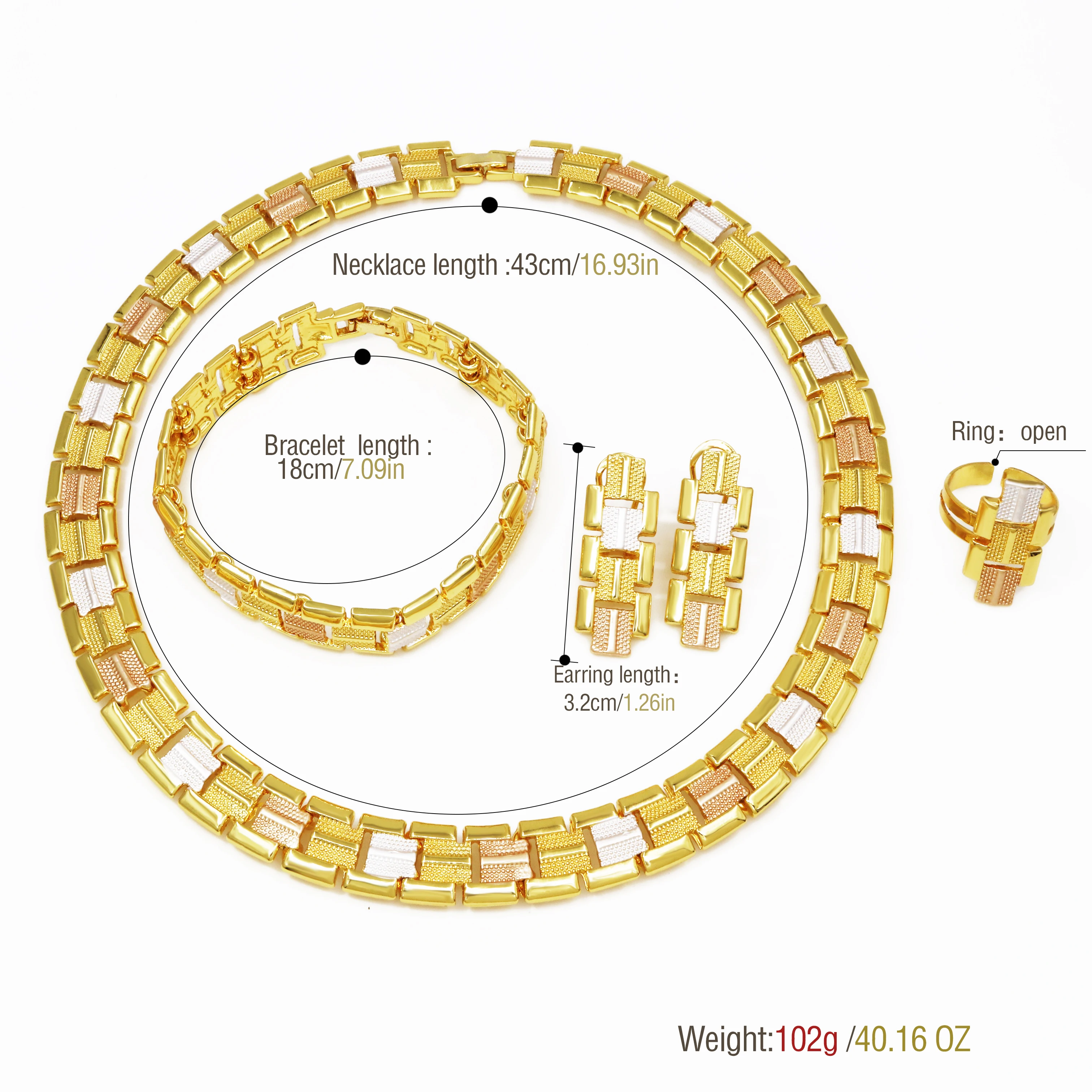 GZJPEI 2025 New Women Jewelry Set Design Geometry Jewellery Hight Quality 18K Gold Plated For Bridal Wedding Party Gifts