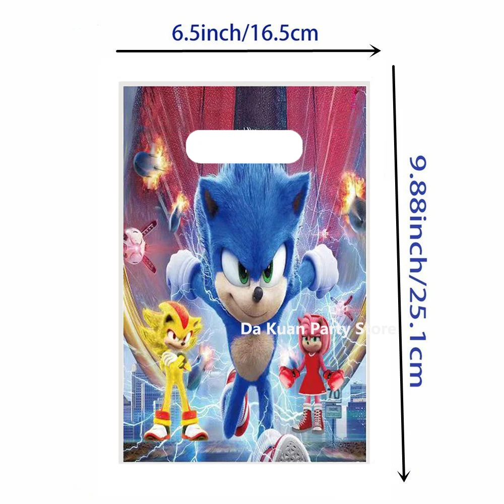 New Cartoon Sonic Party Supplies Boys Birthday Party Tableware Set Plastic Gift Bags Baby Shower Decorations Pink Sonic Gifts