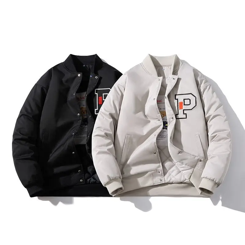 

Модная бейсбольная куртка с вышивкой и надписями, свободного кроя, мужская, осенне-зимняя, в стиле ретро, парная, с элементом узла