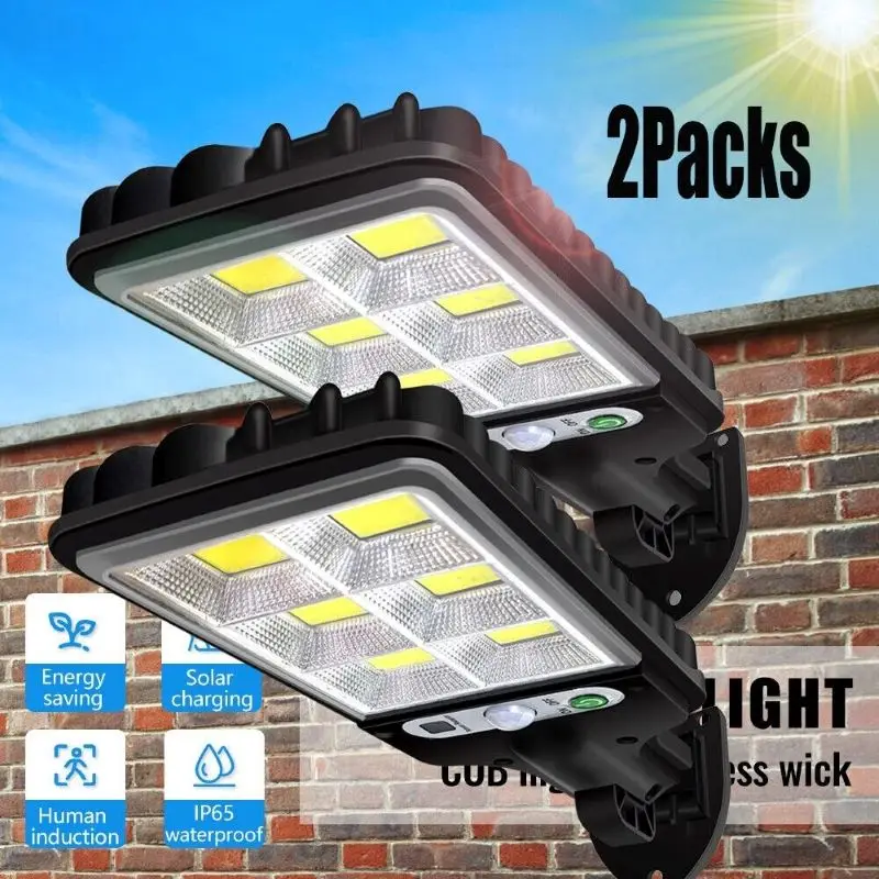 1/2-piece Outdoor Solar Wall Light LED Motion Sensor Bright Flood Street Light 3 Modes Courtyard Light Garden Street Light