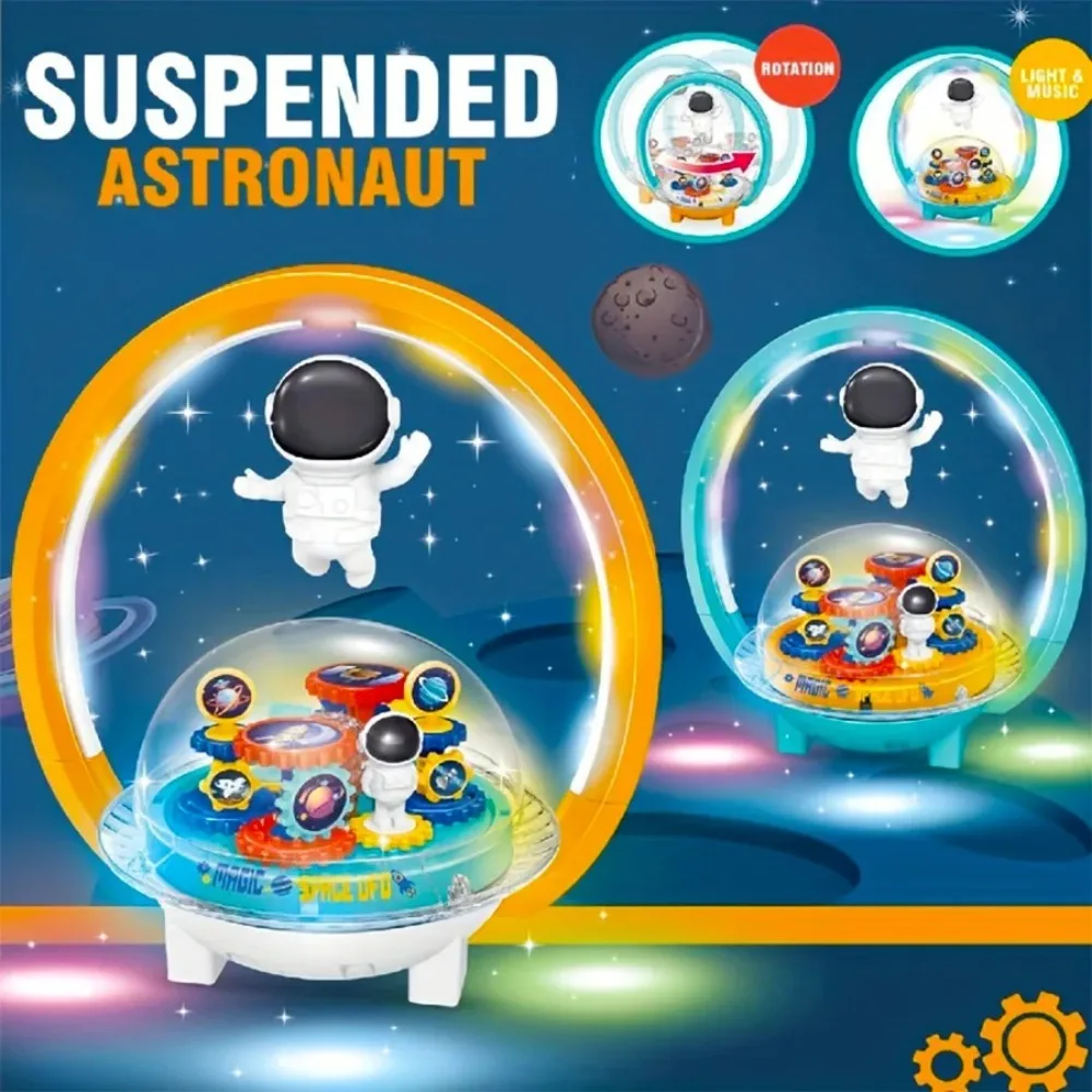 Kids New Electric Toys Cartoon Gimbal Astronaut Levitation Magnetic Toys With Lights And Music Children's Funny Gifts Toy