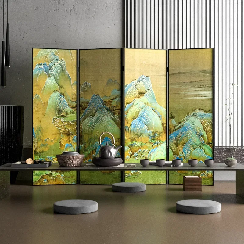 for Factory Screen Partition New Chinese Style Living Room Hotel Simple Modern Metal Folding Mobile Double Sided Picture