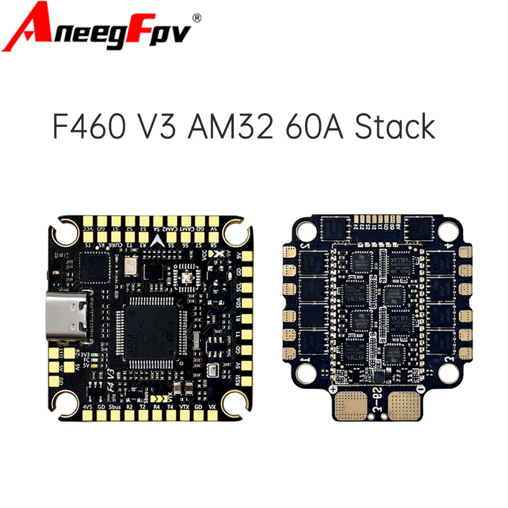

Aocoda-RC F460 V3 Stack F405 V3 & 60A 4in1 ESC 30x30mm 3-6S 3060 AM32 ESC for RC FPV Freestyle Drone