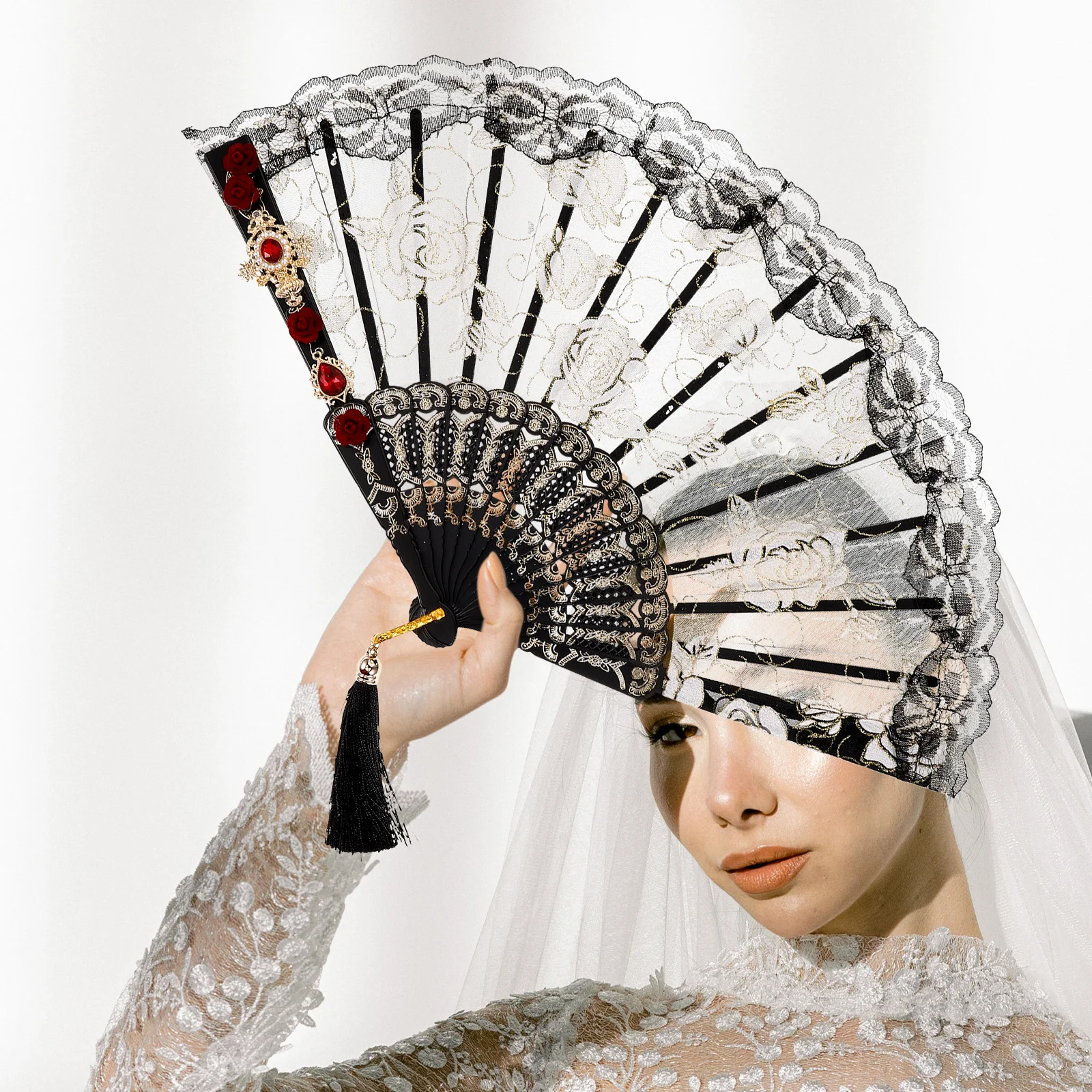 

Traditional Folding Fans Chinese Hand Fan Elegant Design Compact Practical Home Decor Chinese Folding Fan Creative Photo Prop