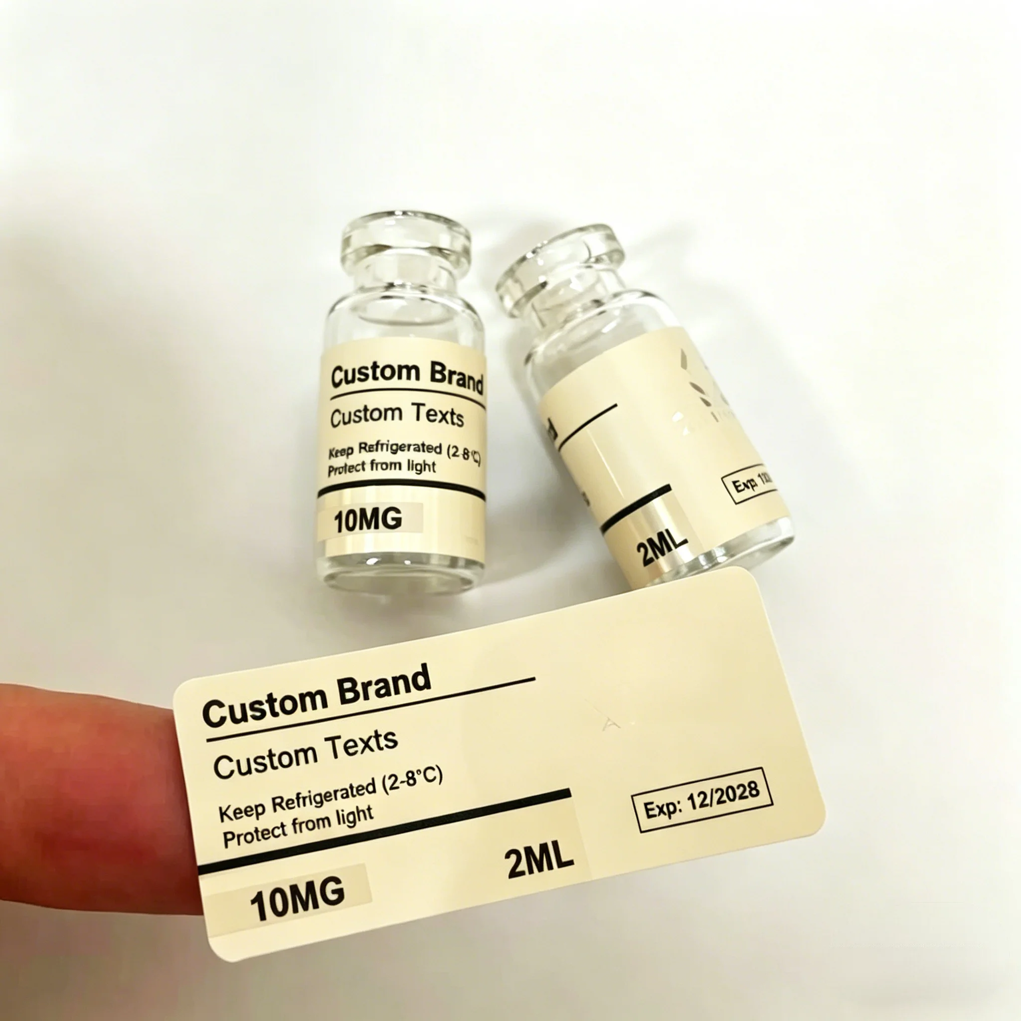Waterproof Vinyl Cosmetic Bottle Stickers,High Quality Labels for 3ml 5ml 10ml Peptide Powder Vials