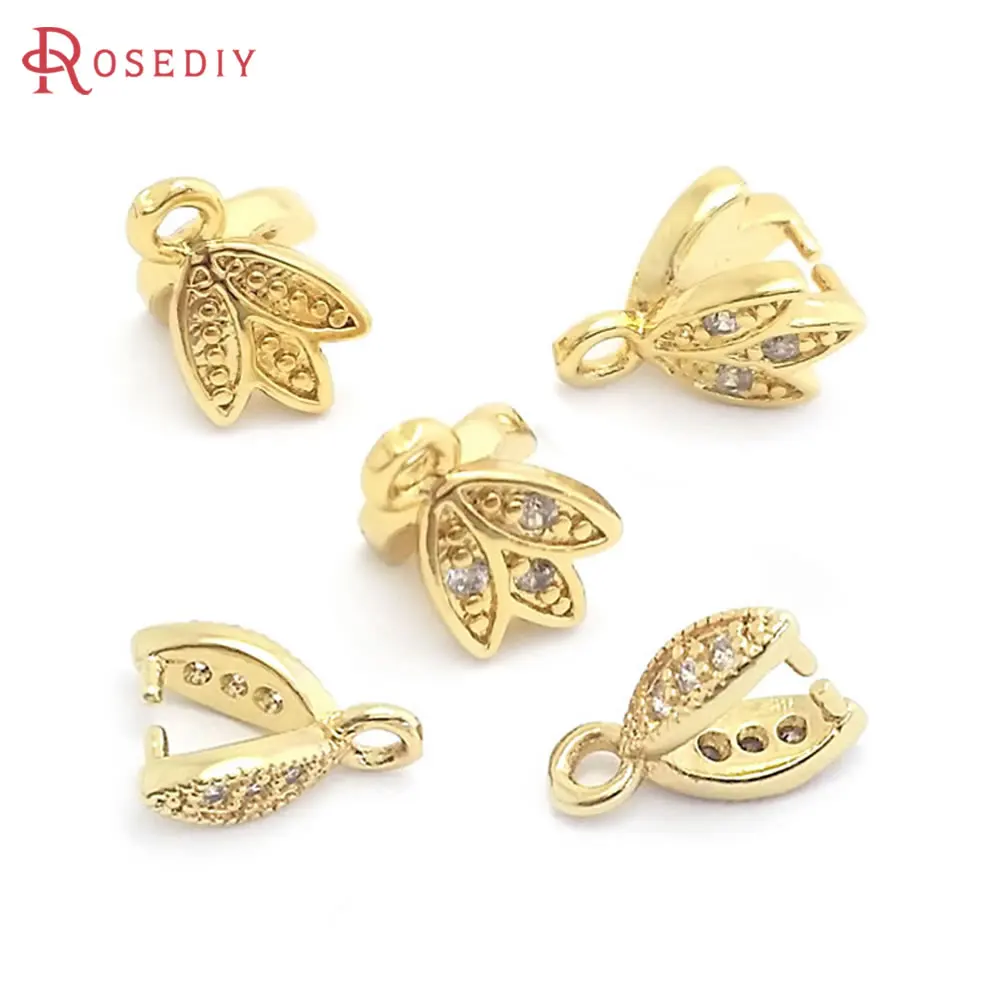 

10PCS 18K Gold Color Brass and Zircon Tree Leaf Charms Pendants Connector High Quality Diy Accessories Rosediy official-website