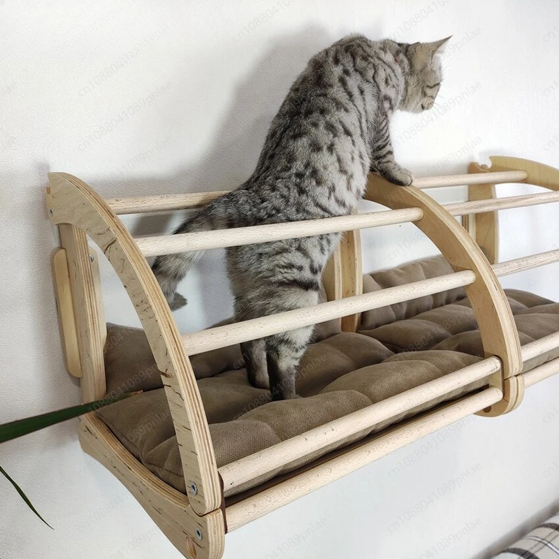 Ins Wind Wall Hanging Big Cat Nest, Wooden Cat Climbing Frame Integrated Wall Nest