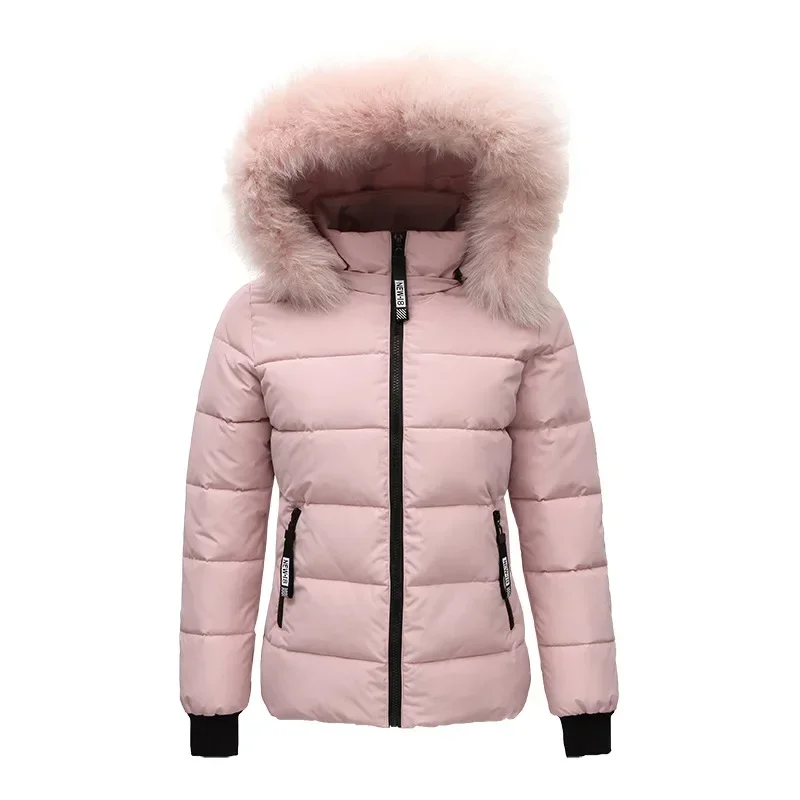 Casaco feminino de algodão curto confortável, parkas slim fit e espesso, casaco feminino, estilo lazer, roupa de inverno, novo, 2022, 2024