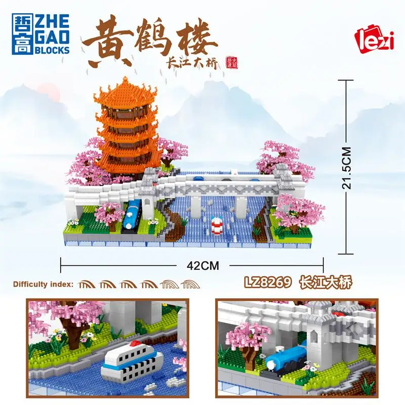 Mini bloques de construcción de arquitectura para adultos, castillo, torre de Palacio, juguetes educativos globales, regalo para niñas, regalo para adultos, ZHEGAO Lezi