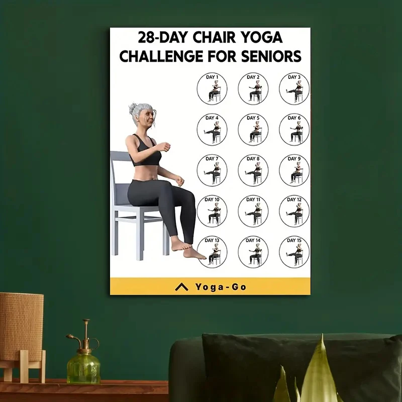 A Healthy New Start for Seniors a Yoga Poster Canvas Prints,Canvas Wall Art Pictures Suitable for Living Room,Bedroom,Home Decor