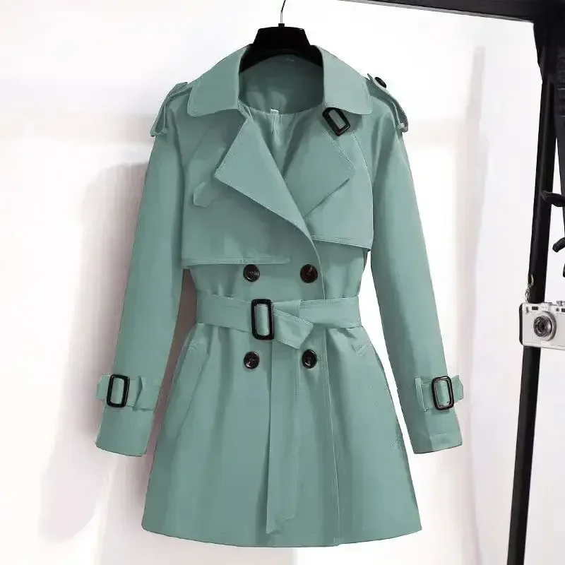 Elegant Slimming Cropped Trench Coat For Petite Women Medium-length British Style Trendy Spring/autumn Jacket