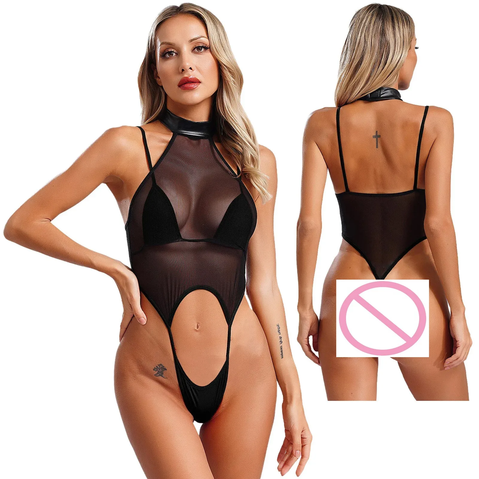 Womens Sexy Hollow Out Bodysuit Lingerie Set Costume Seethru Fun Underwear Jumpsuits Erotic Hot Lovers Flirt Night Secret Show