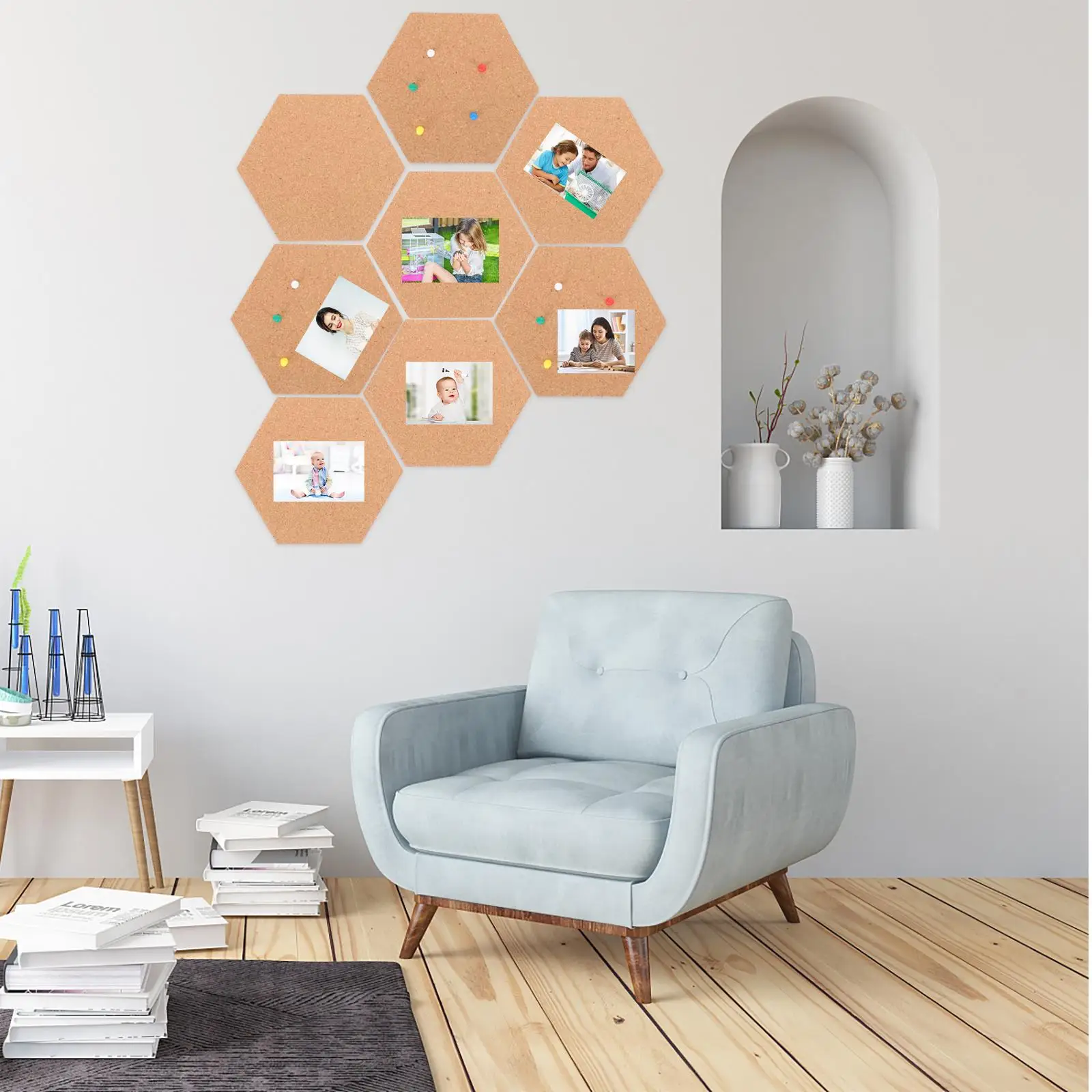 Hexagonal Corkboard Small Notice for Office Frameless Reminder Bulletin Decorative Accessories Note