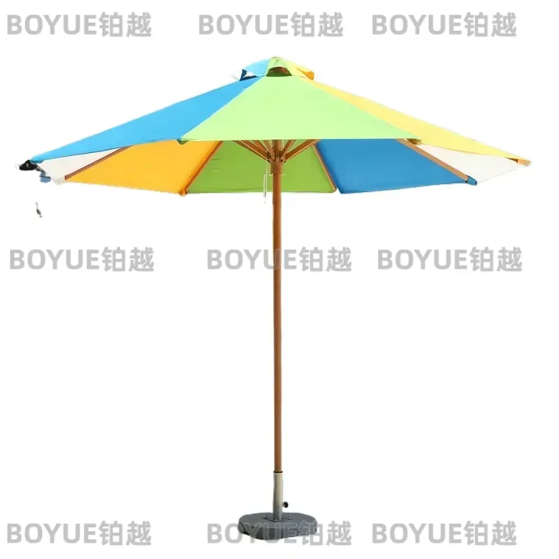 Large Beach Umbrella Outdoor Sunshade for Garden Patio Cafe Heavy Duty UV Protection Parasol with Tilt Function Wind
