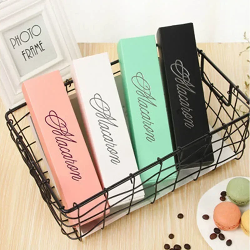 

Rectangular Macaron Box Cookies Paper Box Dessert Packing Boxes For Bakery Cut Out Long Cake Packing Box