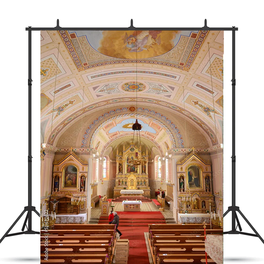 Auditorium European Style Church Photography Backdrop Props Architecture Zagreb Cathedral Photo Studio Background JT-15