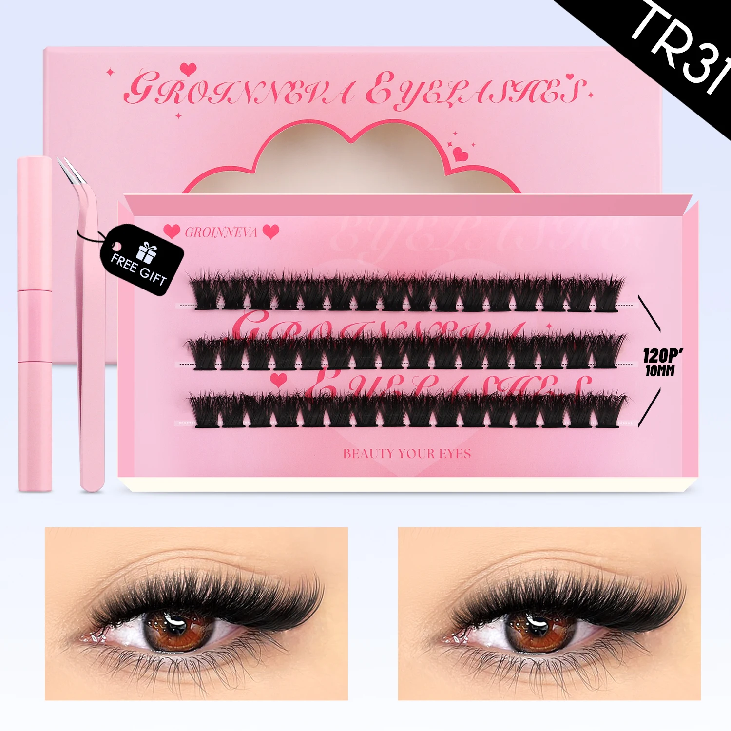 Manga Lashes Kit Natural Volume Cluster Eyelashes