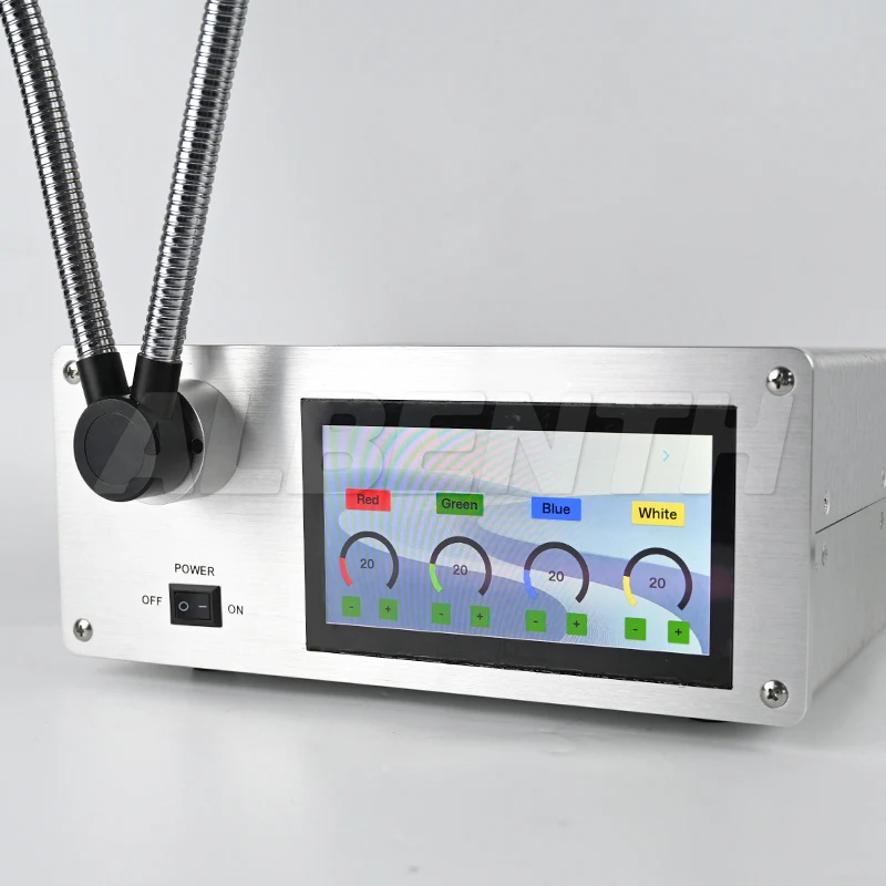 20W Red/Green/Blue/White Quad-Color COB Digital Adjustable LED Full-color Fiber Optic Cold Light Source Microscope Illuminator