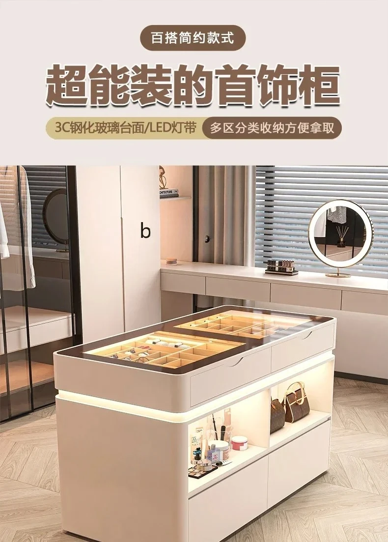 JJItalian Light Luxury Cloakroom Chest Cabinet, Master Bedroom Storage Cabinet, Modern Simple Jewelry Display Cabinet