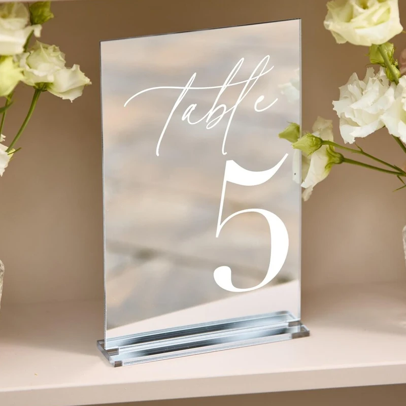 

Silver Mirror Table Numbers - Wedding Table Numbers - Acrylic Table Numbers - Table Signs - Wedding Table Decor - Table Numbers