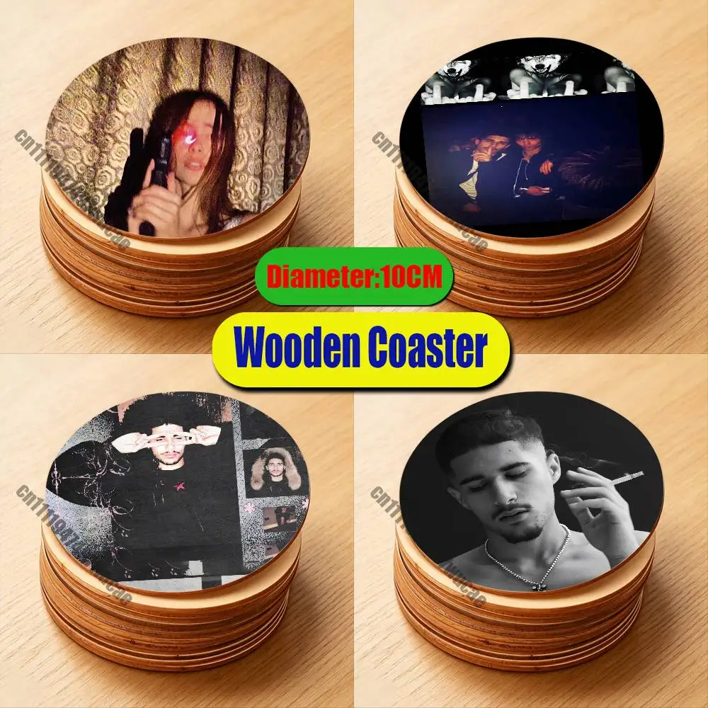 For Water Coffee Tea Cup Glass Mat Custom Wood Round Wooden Heat Proof F-Fakemink Terrified Londons Saviour Coaster