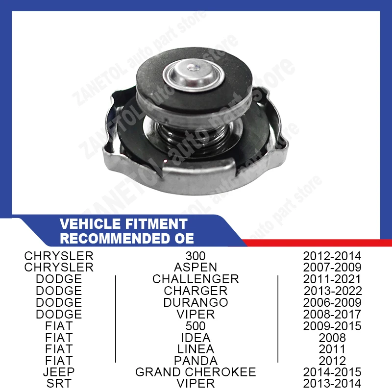 5278767AB 5183710AA ST207 ZANETOL Coolant Reservoir Cap for Dodge Charger 3.6L 2013~2023 for JEEP GRAND CHEROKEE 3.0L 1999~2014