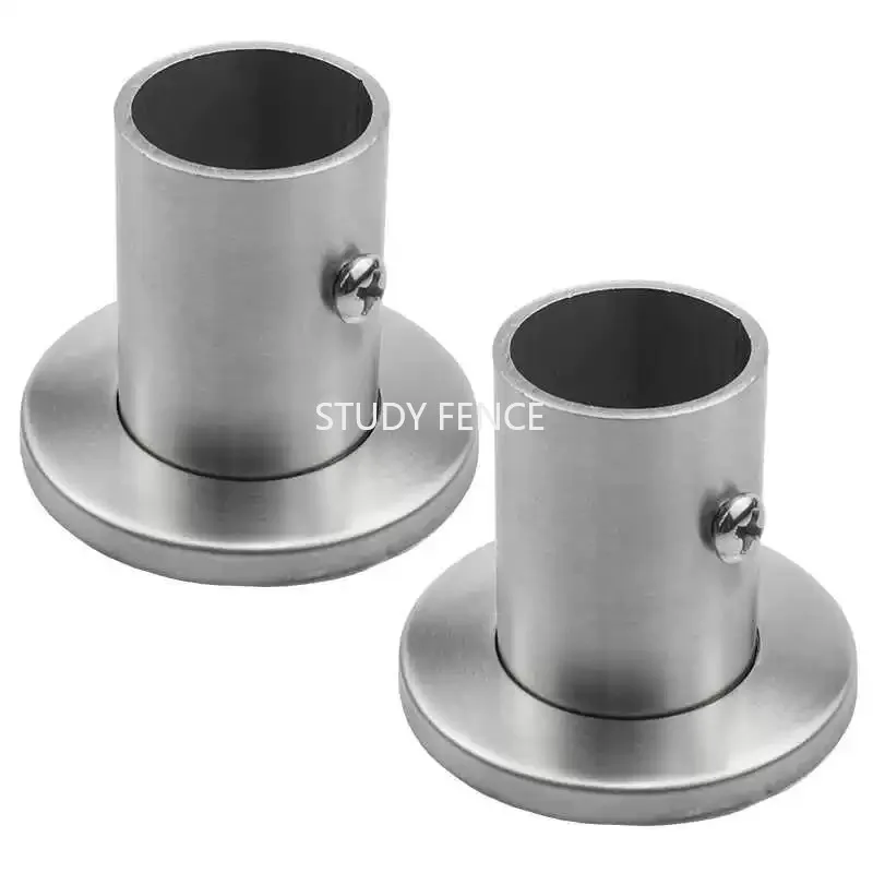 10PCS Stainless Steel Round Pipe Flange Seat Wardrobe Hanger Rod Fixing Seat Towel Pole Base Household Hardware Accessories