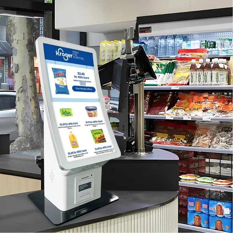 Custom Color Housing  Countertop Ordering Kiosk Qr Barcode Display Scanner Rugged Self Service Kiosk for Supermarket