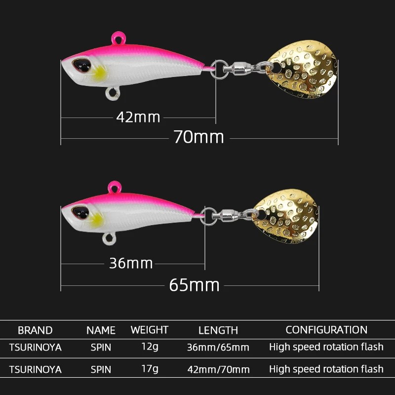 TSURINOYA Fishing Lure SPIN MT 12g 17g Sinking Spinner Spoon Hard Baits Winter  Ice-Jig Vibration Metal Wobblers Bass VIB JIG