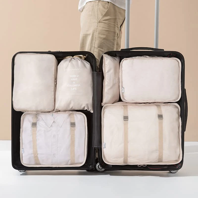 

7PCS Set Travel Storage Bag Suitcase Organizer Portable Luggage Packing Cubes Waterproof Wash Bag Clothes Storage For Travel