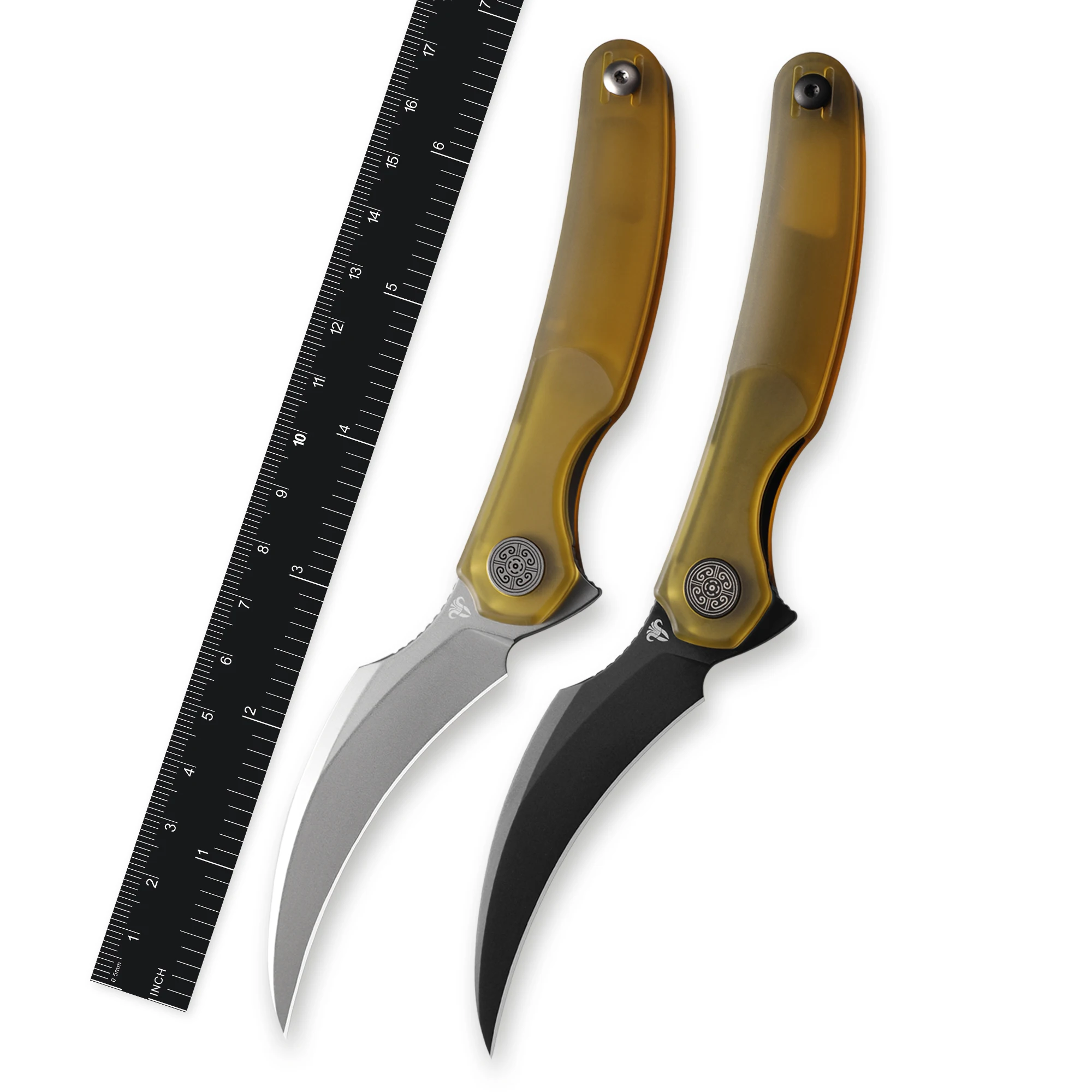 CAVOLKNIFE Mantis-C09 Engraved Ultem Ti Handle ELMAX Flipper Pikal Knife