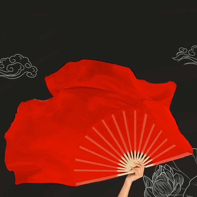 จีนคลาสสิกเต้นรำผ้าไหมคู่ด้านสีทึบสีแดงพัดลมผ้าไหมเทียม Yangge Performance Props Ventilador