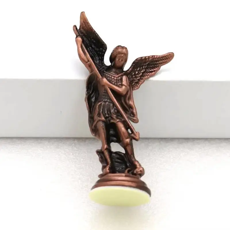Saint Michael Figurine The Archangel Defeating Satan Guardian Statues Zinc Alloy Ctafts For Home Room Tabletop Decor view 5
