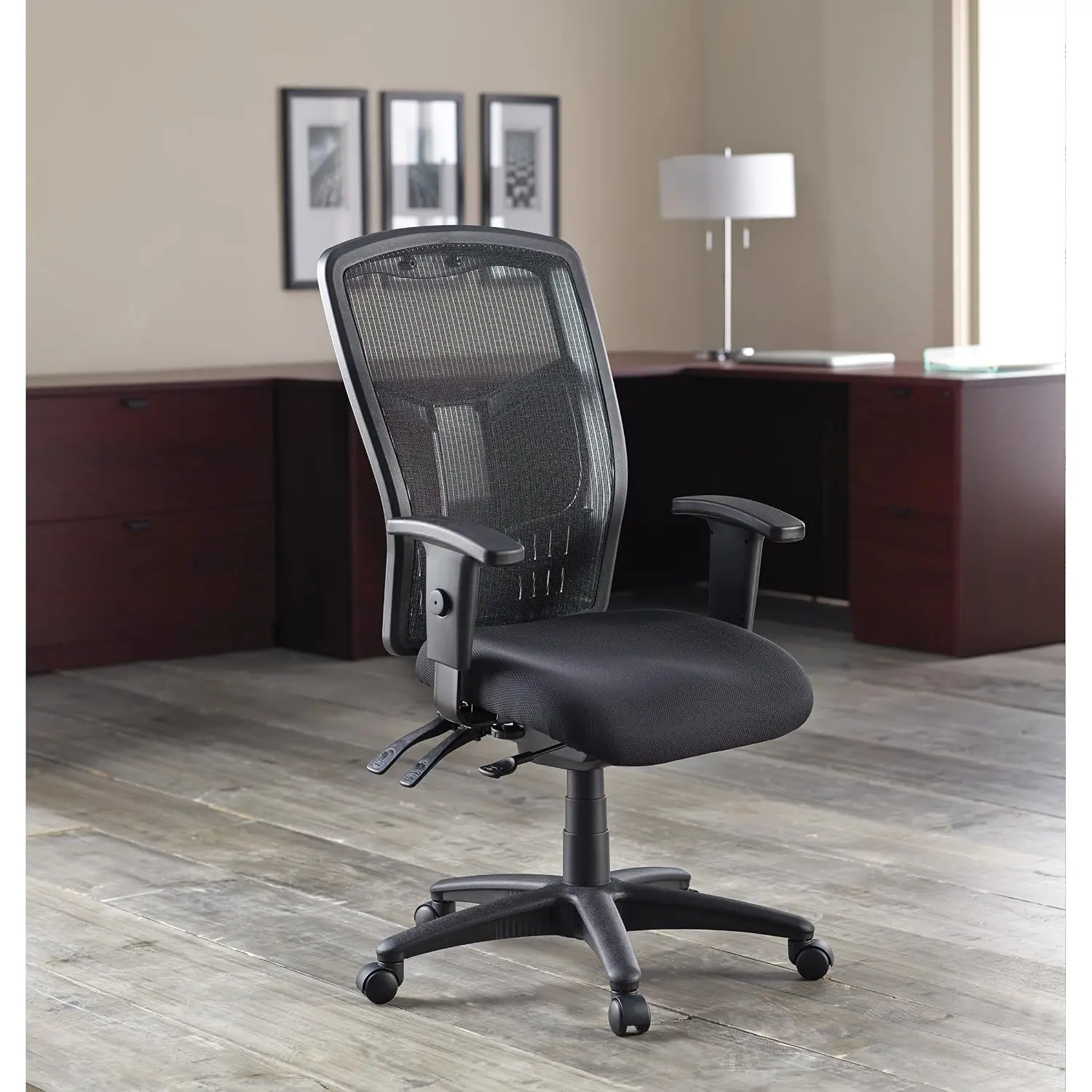 Ergonomic Mesh High-Back Executive Office Chair Adjustable Seat & Back Angles Custom Arm Height Width Breathable Lumbar Support