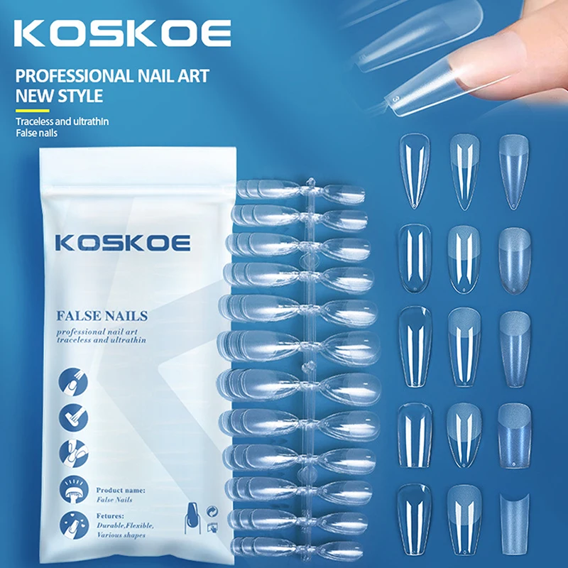 Matte Press On Nail Tips Soft Full Cover Fake Nails Coffin False Nail Capsules American Gel X Capsule Nail Extension Art