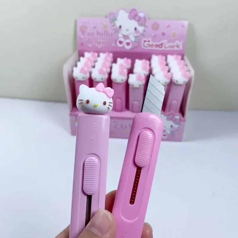 Sanrio Hello Kitty Utility Knife Cute Cartoon KT Kuromi My Melody Kawaii Stationery School Supplies Portable Paper Cutter Gifts